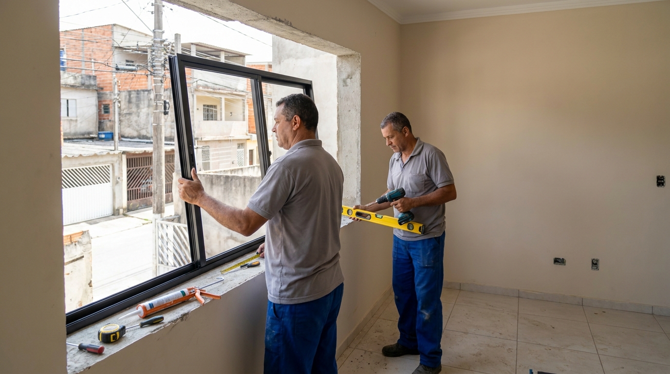 Esquadria de alumínio com vista para rua em Londrina-PR